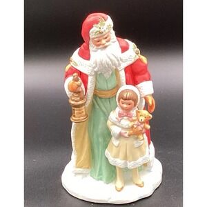 Vtg 1995 Avon Santa w/ Little Girl and Lantern Christmas Decor-7.5" Tall Holiday